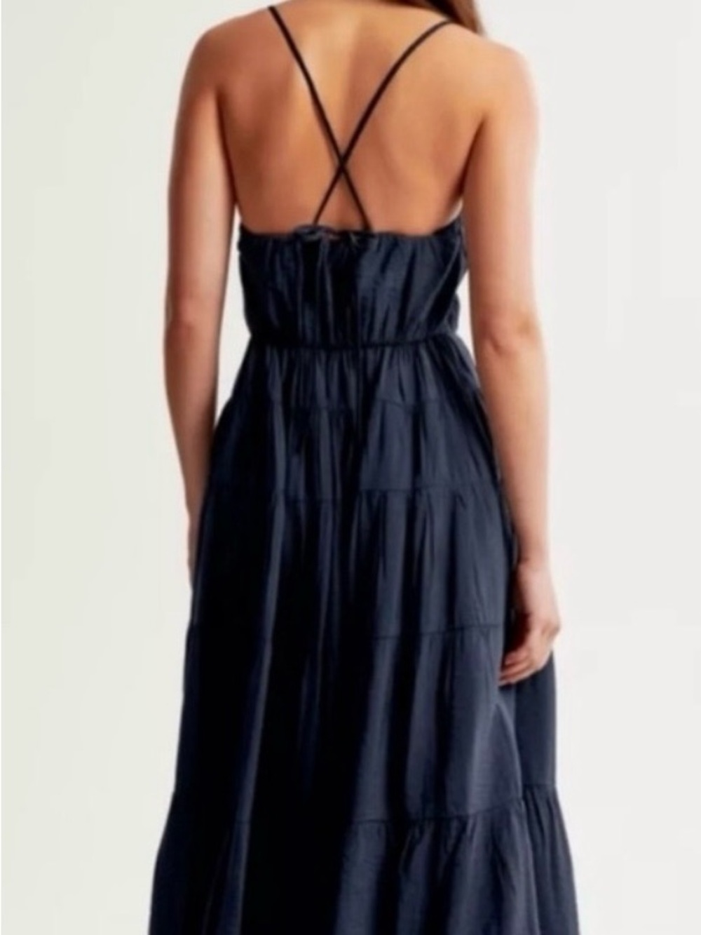 Abercrombie & Fitch Navy Tiered Maxi Dress with Spaghetti Straps - Picture 6 of 8